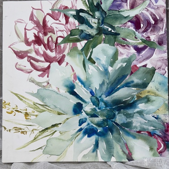 Tre Sorelle Studios "Watercolor Succulent Garden" Art Print 11" Stretched Canvas - Picture 5 of 9
